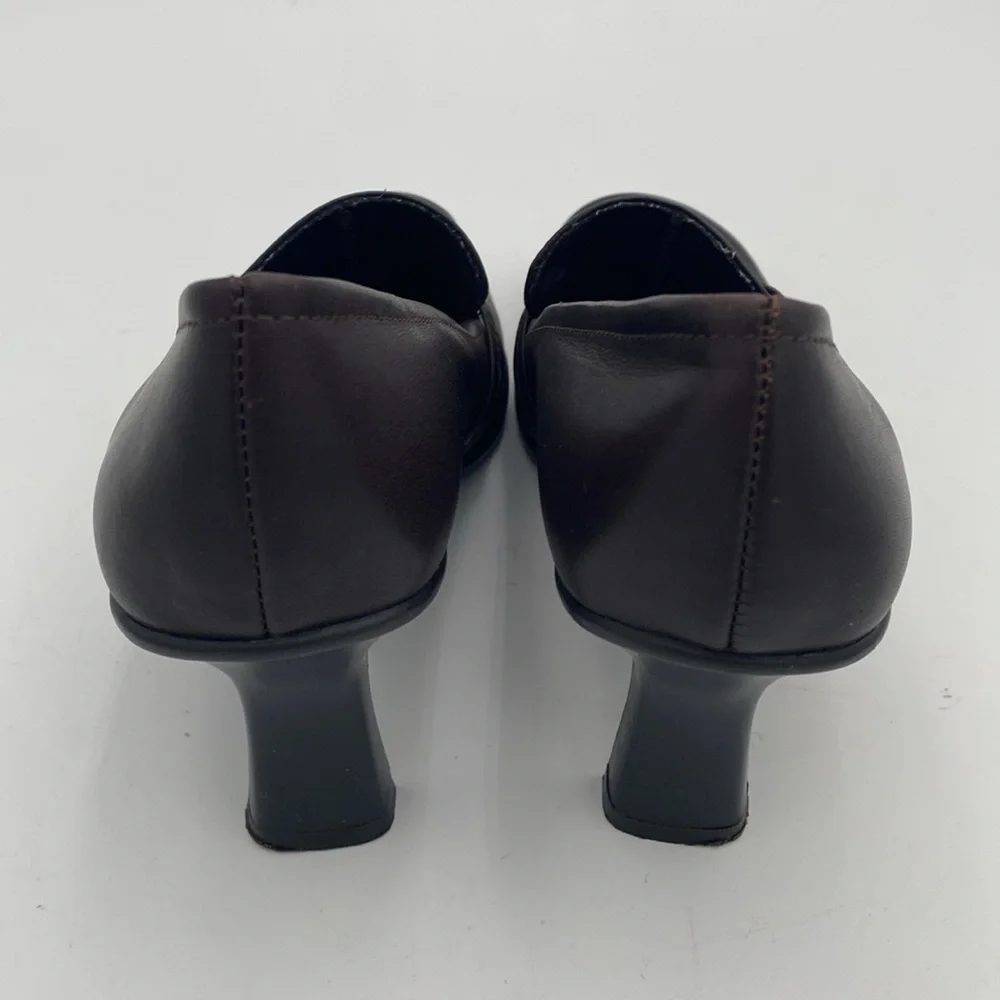 Vintage Maripe Brown Women Heels 6 pump leather slip on office casual retro Y2K
